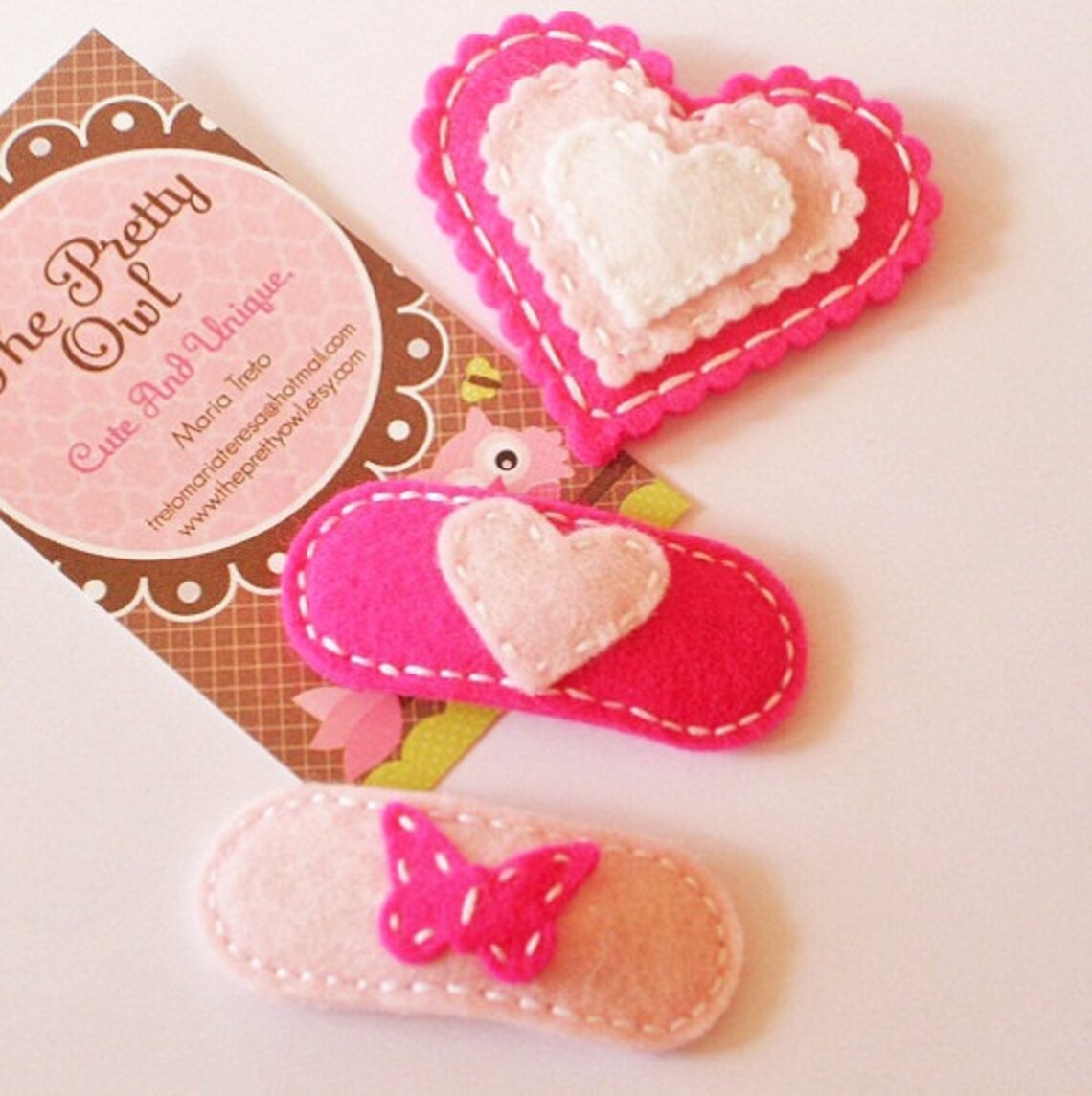 Set of 3 Felt Hair Clips. Made with 100 Pecent Wool Felt. Etsy