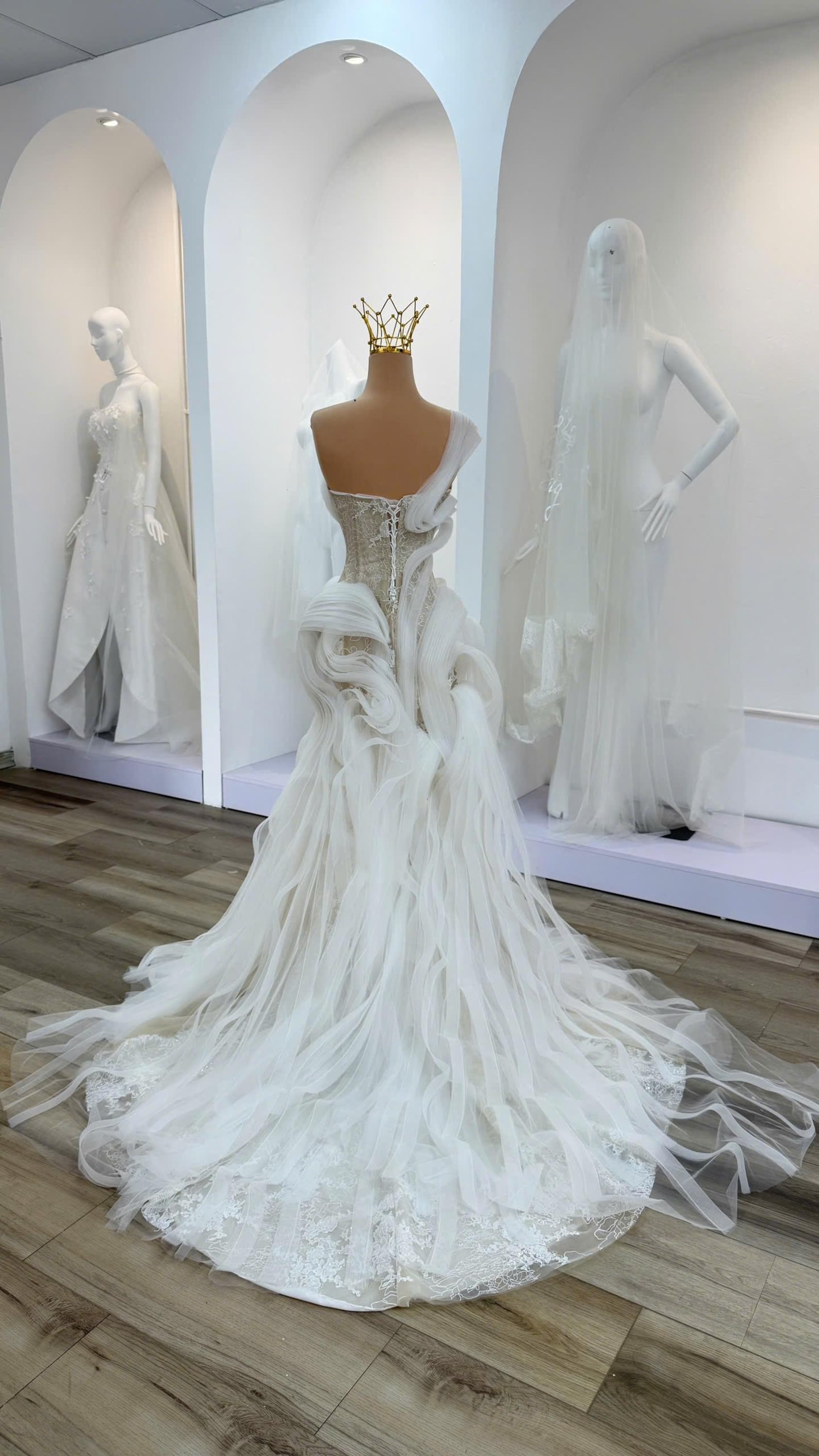 Sculptural Bridal Gown, Avant Garde Wedding Dress, Couture One Shoulder Sculptural Bridal Gown, Avant Garde Wedding Dress, Couture One Shoulder