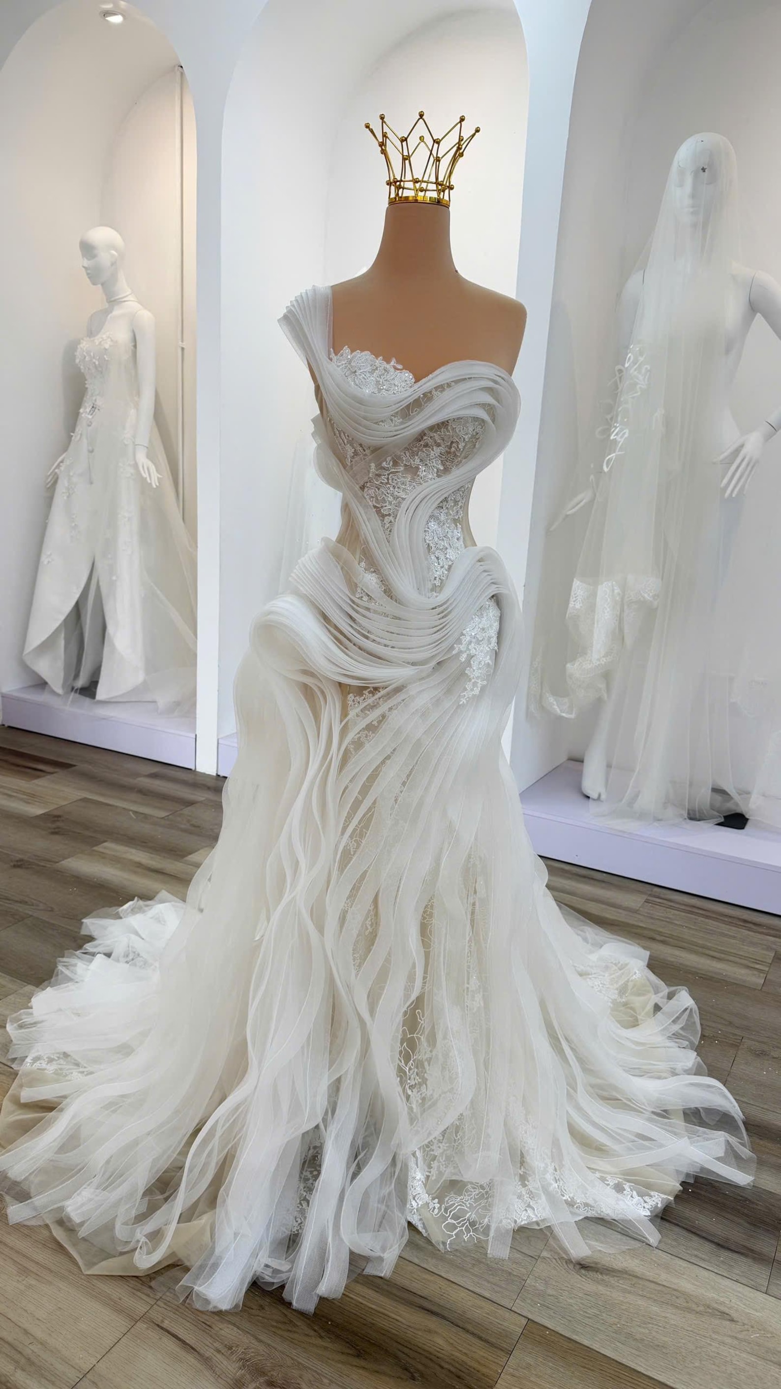 Sculptural Bridal Gown, Avant Garde Wedding Dress, Couture One Shoulder Sculptural Bridal Gown, Avant Garde Wedding Dress, Couture One Shoulder