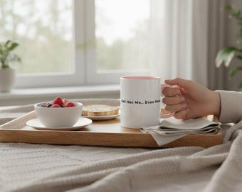 Taza cristiana "Dios me tiene aquí" / Taza de café con fe y ánimo, inspiradora, de cerámica