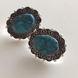 Vintage sterling and simulated turquoise earrings