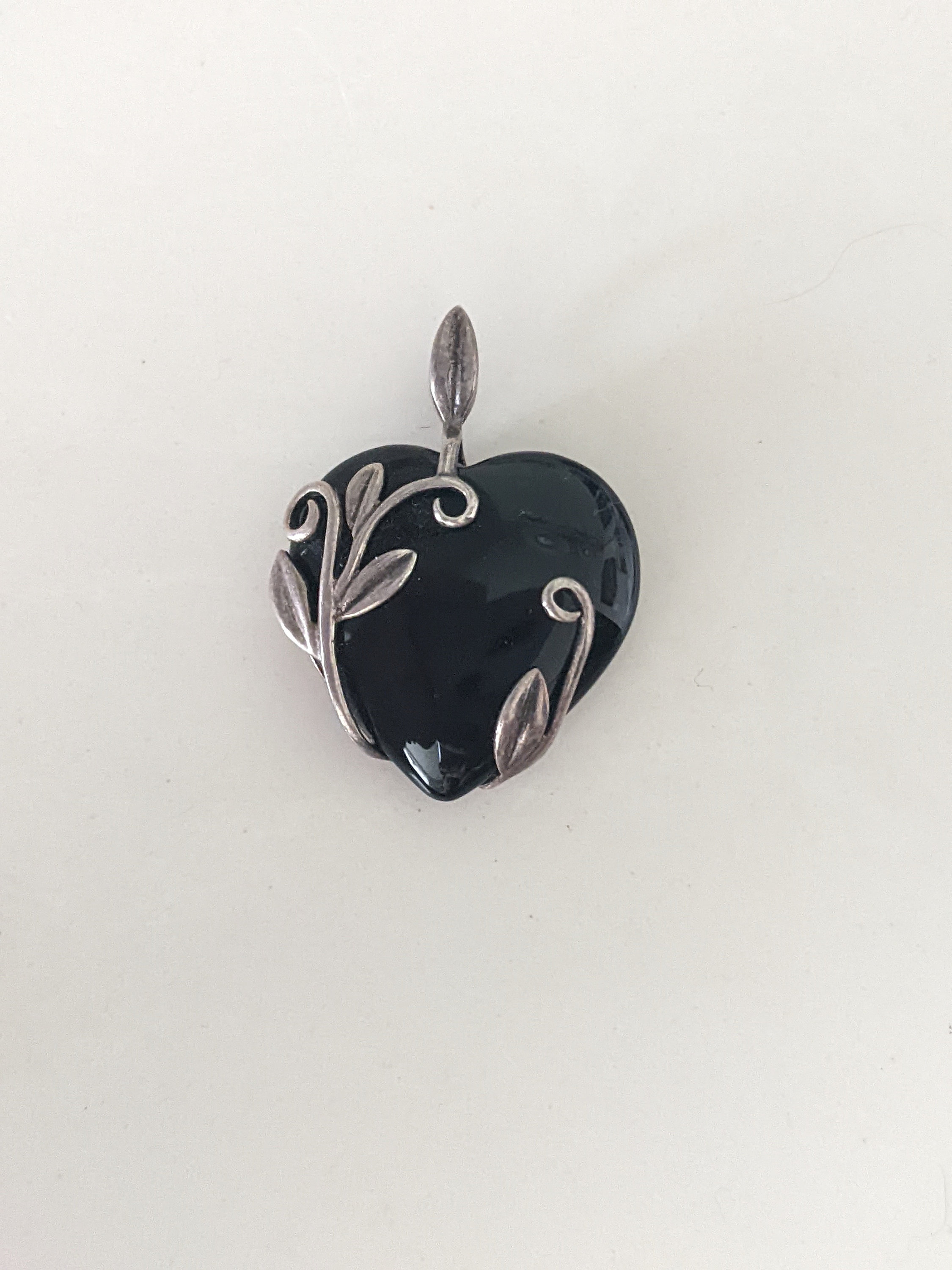 Sterling Silver & Onyx Heart Pendant - Etsy