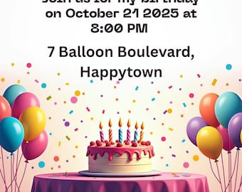Colorful Birthday Invitation | Editable Template | Digital Download for Birthday Party | Instant Printable