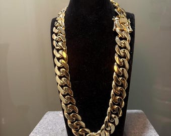 14K Vergoldete kubanische Gliederkette | Iced Out Hip Hop Herren Halskette | Luxusgeschenk für Ihn