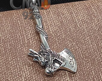 Sterling Silver Dragon Axe Charm, Celtic Pendant