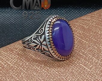 925 Sterling Silver Ring, Blue Stone Mens Ring, Ottoman Mens Ring, Turkish Ring, Unique Mens Jewelry, Classic Silver Ring, Gift For Him