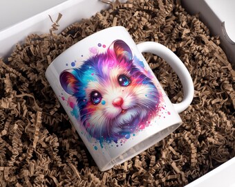 Emballage de tasse de souris aquarelle, tasse de café drôle (téléchargement numérique)