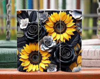Sunflower Tumbler Wrap 20oz Tumbler Wrap Sunflower Wrap Sunflower Png Sunflower Digital Pattern Sublimation Designs Digital Download