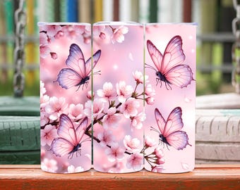 Butterfly Tumbler Wrap, Floral Butterfly Tumbler Wrap, 3D Butterfly, Floral Tumbler Wrap, Butterflies, 20oz Tumbler Wrap, Digital Download
