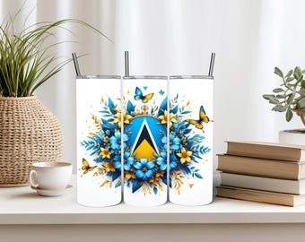 Saint Lucia Flag Tumbler Wrap 20oz Tumbler Wrap Saint Lucia Ornament Saint Lucia Gift Saint Lucia Art Sublimation Designs Digital Download