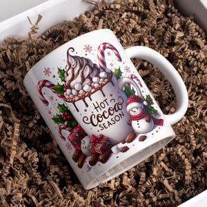 Hot Cocoa Season Mug Wrap: Christmas Snowman, 3D Sublimation (Digital Download)