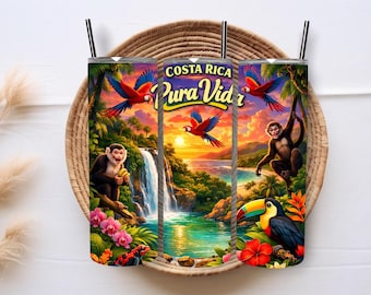 Costa Rica Flag Tumbler Wrap 20oz Tumbler Wrap Pura Vida Tumbler Wrap Costa Rica Tumbler Wrap Costa Rica Sublimation Design Digital Download