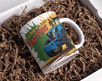 Just A Boy Who Loves Tractors Mug Wrap 11oz & 15oz Mug Wrap Tractor Mug Wrap Coffee Mug wrap 3D Mug Wrap Sublimation Design Digital Download