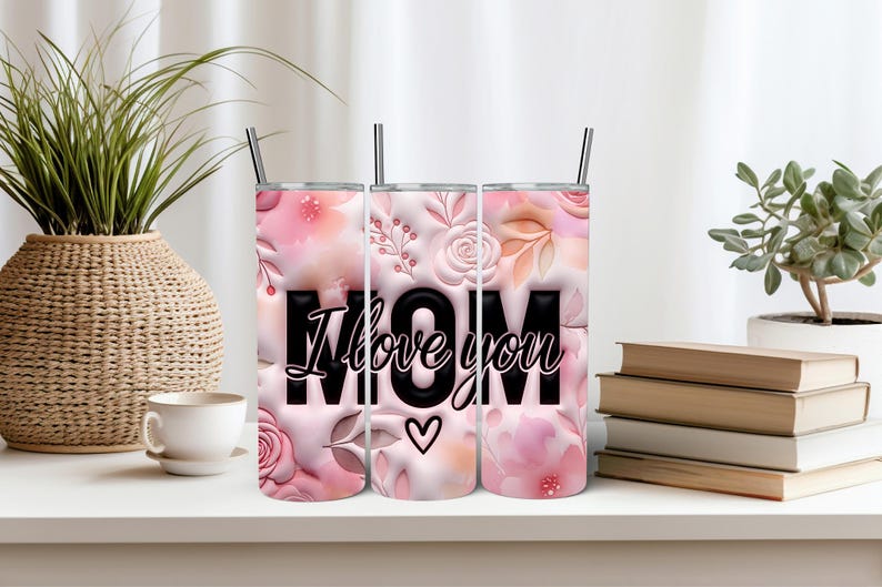 Inflated Mothers Day Tumbler Wrap Digital, 20oz Tumbler PNG, Mom Tumbler Wrap, Happy Mothers Day Wrap, Floral Mom Tumbler, Digital Download
