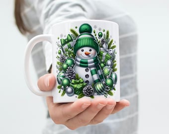 Snowman Christmas Mug Wrap: 11 Oz & 15 Oz, Sublimation Designs (Digital Download)