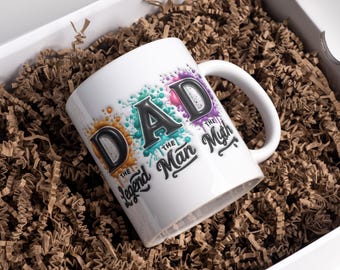 Inflated Fathers Day Mug Wrap, 11oz & 15oz Coffee Mug Png, Dad Coffee Mug Wrap, Father Coffee Mug Wrap, 3D Mug Wrap, Digital Download