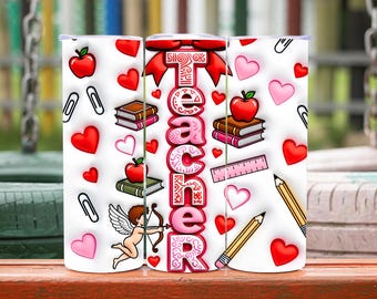 Envoltorio inflable para vaso de San Valentín para profesor/a, 20 oz, descarga digital