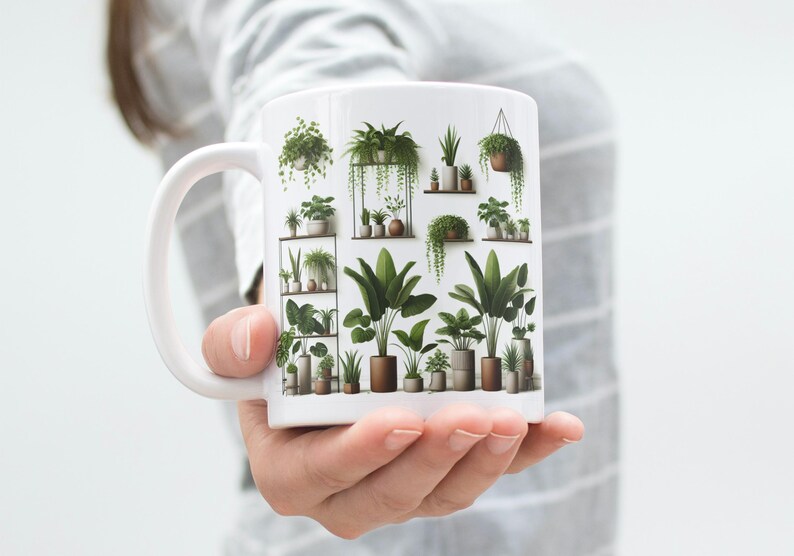 Plant Mug Wrap 11oz & 15oz Coffee Mug Png Plant Coffee Mug House Plant Mug Plant Mom Mug 3D Mug Wrap Sublimation Designs Digital Download
