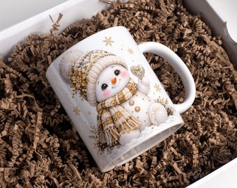Christmas Snowman Mug Wrap, Christmas Mug Png, Christmas Mug Wrap, Snowman Sublimation Designs, 11oz & 15oz Coffee Mug Png, Digital Download