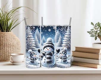 Snowman Tumbler Wrap: Winter Snowflakes, 20 oz Skinny Tumbler (Digital Download)