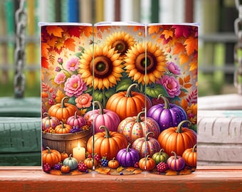 Fall Tumbler Wrap, Pumpkin Tumbler Wrap, Fall Tumbler Png, Sunflower Tumbler Wrap, Autumn Tumbler Wrap,20oz Tumbler Wrap, Digital Download