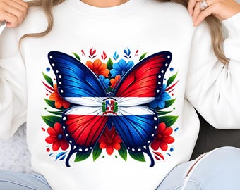 Dominican Republic Flag Butterfly PNG: Sublimation Design (Digital Download)