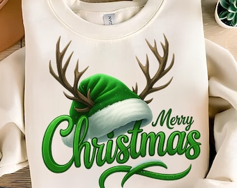Merry Christmas Reindeer Shirt PNG - Sublimation Design (Digital Download)