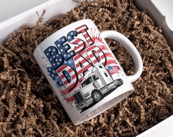 Dad Mug Wrap, Best Dad Ever Mug Wrap, American Flag Dad Mug Wrap, Dad Truck Mug Wrap, 11oz & 15oz Coffee Mug Png, Digital Download
