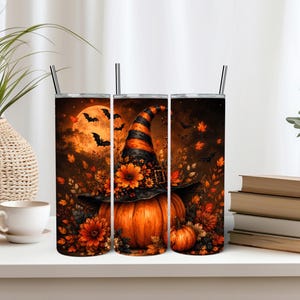 Halloween Tumbler Wrap, Spooky Tumbler Wrap, Pumpkin Tumbler Wrap, Witch Hat Tumbler Wrap, 20oz Tumbler Wrap, Digital Download