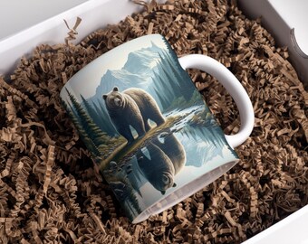 Bear Mug Wrap 11oz & 15oz coffee Mug Png Bear Reflection Mug Wrap Polar Bear Mug Bear Lover Gift 3D Mug Sublimation Designs Digital Download