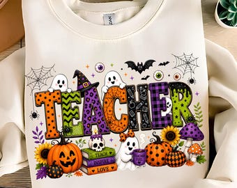 Teacher Halloween Png, T-Shirt Designs, Teacher Shirt Png, Science Teacher Png, Teacher Life Png, Trendy Halloween Png, Digital Download