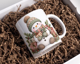 Christmas Snowman Mug Wrap, Christmas Mug Wrap, Christmas Mug Png, Snowman Sublimation Designs, 11oz & 15oz Coffee Mug Png, Digital Download