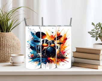 Drum Tumbler Wrap 20oz Tumbler Wrap Music Tumbler Music Teacher Tumbler Drum Set Tumbler Wrap 3D Tumbler Sublimation Design Digital Download