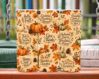 Fall Tumbler Wrap, Autumn Tumbler Wrap, Pumpkin Tumbler Wrap, Fall Tumbler Designs, Fall Pumpkin Design, 20oz Tumbler Wrap, Digital Download