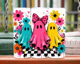 Halloween Tumbler Wrap, Cute Ghost Tumbler Wrap, Bow Halloween Tumbler Png, Pumpkin Tumbler Wrap, 20oz Tumbler Wrap, Digital Download