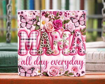 Inflated Mothers Day Tumbler Wrap 20oz Tumbler Wrap Mom Tumbler Wrap 3D inflated Tumbler Wrap Sublimation Designs Digital Download