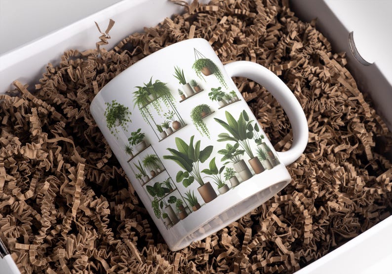 Plant Mug Wrap 11oz & 15oz Coffee Mug Png Plant Coffee Mug House Plant Mug Plant Mom Mug 3D Mug Wrap Sublimation Designs Digital Download