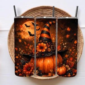 Halloween Tumbler Wrap, Spooky Tumbler Wrap, Pumpkin Tumbler Wrap, Witch Hat Tumbler Wrap, 20oz Tumbler Wrap, Digital Download