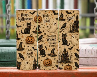Halloween Tumbler Wrap, Ghost Tumbler Wrap, Pumpkin Tumbler wrap, Halloween Ghost Tumbler Wrap Black Cat 20oz Tumbler Wrap, Digital Download