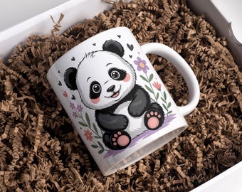 Panda Mug Wrap, Cute Panda Mug Wrap, Panda Coffee Mug Wrap, Funny Panda Mug, Panda Lover Mug, 11oz & 15oz Coffee Mug Png, Digital Download