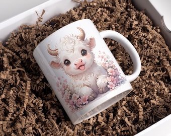 Schattige hooglandkoe mokomslag, 11 oz en 15 oz koffiemok png, hooglandkoe baby mokomslag, 3D-koffiemok, sublimatieontwerpen, digitale download
