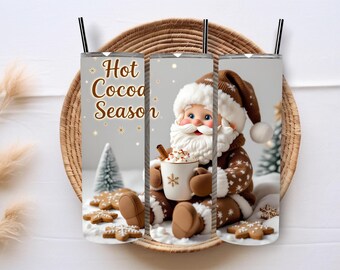 Hot Cocoa Santa 20oz Tumbler Wrap: Sublimation Design (Digital Download)