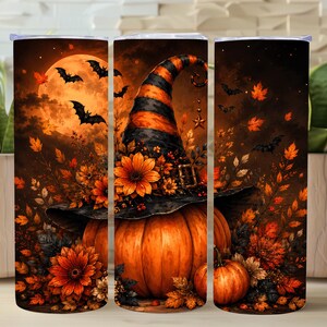 Halloween Tumbler Wrap, Spooky Tumbler Wrap, Pumpkin Tumbler Wrap, Witch Hat Tumbler Wrap, 20oz Tumbler Wrap, Digital Download