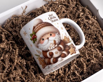 Christmas Mug Wrap: Hot Cocoa Santa Design (Digital Download)