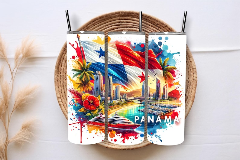 Panama Tumbler Wrap 20oz tumbler Wrap Skinny Tumbler Wrap Panama Sublimation Trendy Tumbler Wrap Sublimation Designs Digital Download