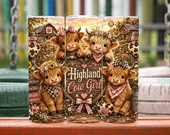 Highland Cow Tumbler Wrap, Floral Highland Cow Tumbler Wrap, Cowgirl Tumbler Wrap, Highland Cow Wrap, 20oz Tumbler Wrap, Digital Download