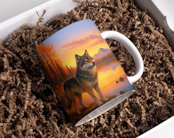 Wolf Mug Wrap 11 oz & 15 oz Mug Wrap Coffee Mug Png Lone Wolf Mug Sublimation 3D Mug Wrap Wolf Mug Png Sublimation Designs Digital Download