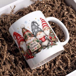 God jul-muggomslag, gnome-muggomslag png, julmugg png, 11oz och 15oz julkaffemugg png, sublimeringsdesign, digital nedladdning
