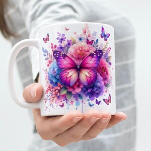 Purple Butterfly Mug Wrap 11oz & 15oz Mug Wrap Pink Butterfly Mug Wrap 3D Butterfly Coffee Mug Png Sublimation Designs Digital Download