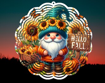Fall Wind Spinner, Gnome Wind Spinner, Halloween Wind Spinner, Autumn Wind Spinner, Garden Wind Spinner, Wind Spinner Png, Digital Download